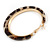 Trendy Brown/ Black Animal Print Acrylic Hoop Earrings In Gold Tone - 60mm Diameter - Large - view 6