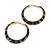 Trendy Black/ Grey Animal Print Acrylic Hoop Earrings In Gold Tone - 60mm Diameter - Large - view 4