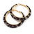 Trendy Black/ Grey Animal Print Acrylic Hoop Earrings In Gold Tone - 60mm Diameter - Large - view 2
