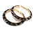 Trendy Black/ Grey Animal Print Acrylic Hoop Earrings In Gold Tone - 60mm Diameter - Large - view 5