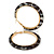 Trendy Black/ Grey Animal Print Acrylic Hoop Earrings In Gold Tone - 60mm Diameter - Large