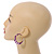 Trendy Lavender/ Purple Animal Print Acrylic Hoop Earrings In Gold Tone - 43mm Diameter - Medium - view 2