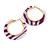 Trendy Lavender/ Purple Animal Print Acrylic Hoop Earrings In Gold Tone - 43mm Diameter - Medium - view 5