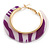 Trendy Lavender/ Purple Animal Print Acrylic Hoop Earrings In Gold Tone - 43mm Diameter - Medium - view 6