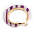 Trendy Lavender/ Purple Animal Print Acrylic Hoop Earrings In Gold Tone - 43mm Diameter - Medium - view 7