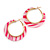 Trendy Light Pink/ Fuchsia Animal Print Acrylic Hoop Earrings In Gold Tone - 43mm Diameter - Medium - view 5