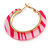 Trendy Light Pink/ Fuchsia Animal Print Acrylic Hoop Earrings In Gold Tone - 43mm Diameter - Medium - view 6