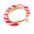 Trendy Light Pink/ Fuchsia Animal Print Acrylic Hoop Earrings In Gold Tone - 43mm Diameter - Medium - view 7