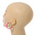 Trendy Light Pink/ Fuchsia Animal Print Acrylic Hoop Earrings In Gold Tone - 43mm Diameter - Medium - view 2