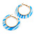 Trendy Pale Blue/ Sky Blue Animal Print Acrylic Hoop Earrings In Gold Tone - 43mm Diameter - Medium - view 4