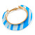 Trendy Pale Blue/ Sky Blue Animal Print Acrylic Hoop Earrings In Gold Tone - 43mm Diameter - Medium - view 6