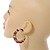 Trendy Light Caramel/ Brown Animal Print Acrylic Hoop Earrings In Gold Tone - 43mm Diameter - Medium - view 3