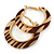 Trendy Light Caramel/ Brown Animal Print Acrylic Hoop Earrings In Gold Tone - 43mm Diameter - Medium - view 4