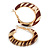 Trendy Light Caramel/ Brown Animal Print Acrylic Hoop Earrings In Gold Tone - 43mm Diameter - Medium