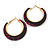 Trendy Magenta/ Black Floral Print Acrylic Hoop Earrings In Gold Tone - 43mm Diameter - Medium - view 7