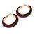 Trendy Magenta/ Black Floral Print Acrylic Hoop Earrings In Gold Tone - 43mm Diameter - Medium - view 8