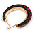 Trendy Magenta/ Black Floral Print Acrylic Hoop Earrings In Gold Tone - 43mm Diameter - Medium - view 5