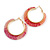 Trendy Peach/ Magenta Floral Print Acrylic Hoop Earrings In Gold Tone - 43mm Diameter - Medium - view 5