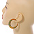 Trendy Orange/ Green Floral Print Acrylic Hoop Earrings In Gold Tone - 43mm Diameter - Medium - view 3