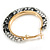 Trendy Black/ White Floral Print Acrylic Hoop Earrings In Gold Tone - 43mm Diameter - Medium - view 7