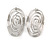 Silver Tone Wire Oval Wavy Drop Earrings - 40mm Tall - view 2