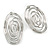 Silver Tone Wire Oval Wavy Drop Earrings - 40mm Tall - view 8