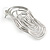 Silver Tone Wire Oval Wavy Drop Earrings - 40mm Tall - view 5