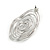 Silver Tone Wire Oval Wavy Drop Earrings - 40mm Tall - view 6
