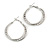 30mm Medium Textured Twisted Hoop Earrings In Silver Tone - view 7