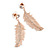 Rose Gold Tone Clear Crystal Delicate Feather Drop Earrings - 50mm Long - view 4