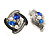 Marcasite Square Blue/ Clear Crystal, White Faux Peal Clip On Earrings In Antique Silver Tone - 20mm L - view 4