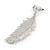 Silver Tone Clear Crystal Delicate Feather Drop Earrings - 50mm Long - view 5