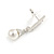 Prom Diamante Simulated Pearl Drop Earrings In Silver Tone - 35mm Long - view 5