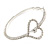 50mm Large Clear Crystal Open Heart Motif Hoop Earrings In Silver Tone - view 5