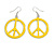 Banana Yellow Enamel 'Peace' Drop Earrings In Silver Plating - 50mm Long - view 3