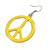 Banana Yellow Enamel 'Peace' Drop Earrings In Silver Plating - 50mm Long - view 4