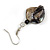 Black Shell Bead Drop Earrings In Silver Tone - 50mm Long - view 5