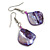 Purple Shell Bead Drop Earrings In Silver Tone - 50mm Long - view 3