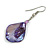 Purple Shell Bead Drop Earrings In Silver Tone - 50mm Long - view 4
