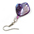 Purple Shell Bead Drop Earrings In Silver Tone - 50mm Long - view 5