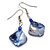 Blue Shell Bead Drop Earrings In Silver Tone - 50mm Long - view 3