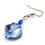 Blue Shell Bead Drop Earrings In Silver Tone - 50mm Long - view 4