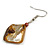 Khaki Brown Shell Bead Drop Earrings In Silver Tone - 50mm Long - view 4