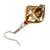Khaki Brown Shell Bead Drop Earrings In Silver Tone - 50mm Long - view 5