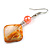 Orange Shell Bead Drop Earrings In Silver Tone - 60mm Long - view 4