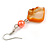 Orange Shell Bead Drop Earrings In Silver Tone - 60mm Long - view 5