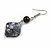 Black Shell Bead Drop Earrings In Silver Tone - 60mm Long - view 4