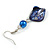 Blue Shell Bead Drop Earrings In Silver Tone - 60mm Long - view 5