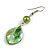 Green Shell Bead Drop Earrings In Silver Tone - 60mm Long - view 4