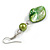 Green Shell Bead Drop Earrings In Silver Tone - 60mm Long - view 5